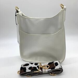 AHDORNED Medium White Faux Leather Crossbody Purse